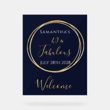 40歳の誕生日ネイビー金ゴールド誕生日パーティーへようこそ