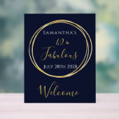 40歳の誕生日ネイビー金ゴールド誕生日パーティーへようこそ アクリルサイン (ニュートラル)