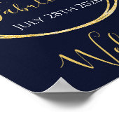 40歳の誕生日ネイビー金ゴールド誕生日パーティーへようこそ ポスター (角)