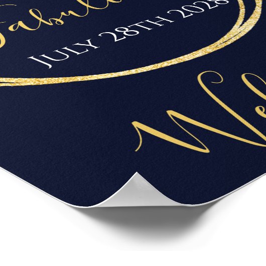 40歳の誕生日ネイビー金ゴールド誕生日パーティーへようこそ ポスター (角)