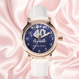 40歳の誕生日ネイビー・ブルー・シルバー・スターズ 腕時計