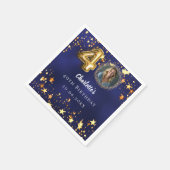 40歳の誕生日ネイビー・ブルー・金ゴールド・スターズ写真 スタンダードカクテルナプキン (角)