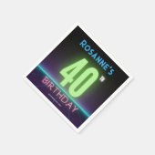 40歳の誕生日ネオンおもしろいサイン80年代レトロカスタム スタンダードカクテルナプキン (角)