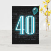 40歳の誕生日ネオンがレンガで見える カード (黄色い花)