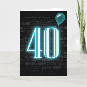 40歳の誕生日ネオンがレンガで見える カード