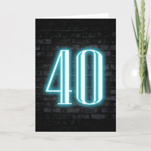 40歳の誕生日ネオンがレンガで見える カード