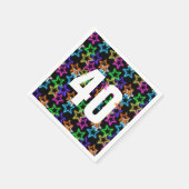 40歳の誕生日ネオンスターオンオンブラック スタンダードカクテルナプキン (角)