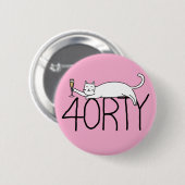 40歳の誕生日ネコお祝い40年40 缶バッジ (正面&裏面)
