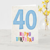 40歳の誕生日ハッピーバースデーカードデザイン カード (黄色い花)