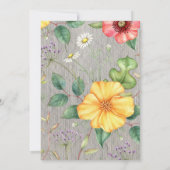 40歳の誕生日ハンドメイドヴィンテージスケッチ野花 招待状 (裏面)