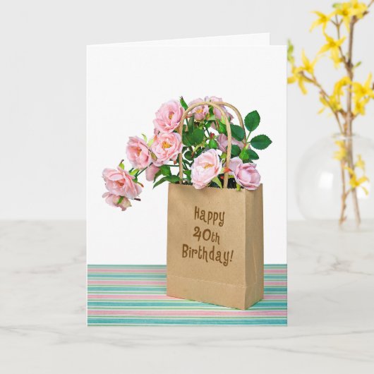 40歳の誕生日バッグ カード (黄色い花)