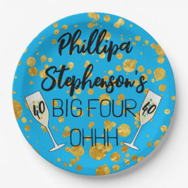 40歳の誕生日バッジ40歳の青 ペーパープレート