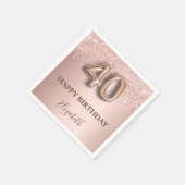 40歳の誕生日バラ金ゴールドグリッターピンクバルーンスタイル スタンダードカクテルナプキン (角)
