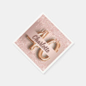 40歳の誕生日バラ金ゴールドグリッターモノグラムラグジュアリー スタンダードカクテルナプキン (角)