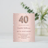 40歳の誕生日バラ金ゴールドディアモンバルーンスクリプト ポストカード (スタンド正面)