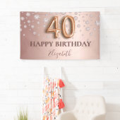 40歳の誕生日バラ金ゴールドバルーンスクリプト 横断幕 (インサイチュ)