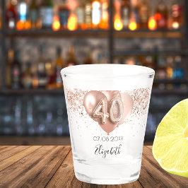 40歳の誕生日バラ金ゴールドバルーン名 ショットグラス