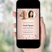 40歳の誕生日バラ金ゴールドフォトスター 招待状