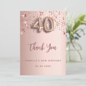40歳の誕生日バラ金ゴールド星サンキューカード 招待状 (スタンド正面)