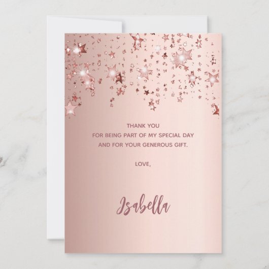 40歳の誕生日バラ金ゴールド星サンキューカード 招待状 (裏面)