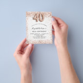 40歳の誕生日バラ金ゴールド白人予算の招待 チラシ (手)