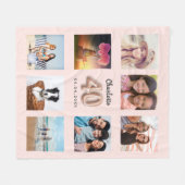 40歳の誕生日バラ金ゴールド赤面写真コラージュ名 フリースブランケット (正面(横))