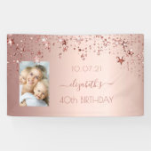 40歳の誕生日バラ金ゴールド赤面星写真 横断幕 (横)