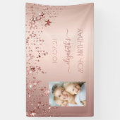 40歳の誕生日バラ金ゴールド赤面星写真 横断幕 (縦)