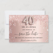 40歳の誕生日バラ金ゴールド銀グリッター乾燥 セーブザデート (正面)