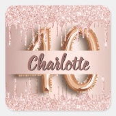 40歳の誕生日バラ金ゴールド スクエアシール (正面)