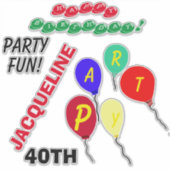 40歳の誕生日バルーンの個人用設定 シール (正面)