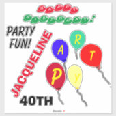 40歳の誕生日バルーンの個人用設定 シール (シート)