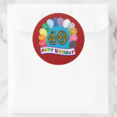 40歳の誕生日バルーンデザイン ラウンドシール (バッグ)