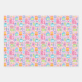 40歳の誕生日パステルピンクケーキプレゼントバルーン ラッピングペーパーシート (正面3)