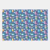 40歳の誕生日パステルブルーケーキプレゼントバルーン ラッピングペーパーシート (正面3)