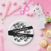 40歳の誕生日パーソナライズされたファンキー白黒 ペーパープレート (パーティー)