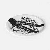 40歳の誕生日パーソナライズされたファンキー白黒 ペーパープレート (アングル)