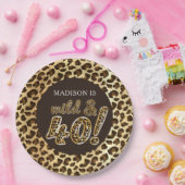 40歳の誕生日パーソナライズされたレオパード箔風船 ペーパープレート (パーティー)