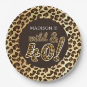 40歳の誕生日パーソナライズされたレオパード箔風船 ペーパープレート (正面)