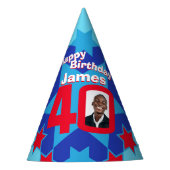 40歳の誕生日パーソナライズされた写真スター名ハット パーティーハット (正面)