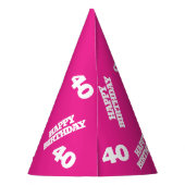 40歳の誕生日パーソナライズされた写真ホワイトピンク パーティーハット (裏面)