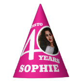 40歳の誕生日パーソナライズされた写真ホワイトピンク パーティーハット (正面)