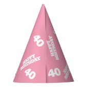 40歳の誕生日パーソナライズされた写真ホワイトライトピンク パーティーハット (裏面)