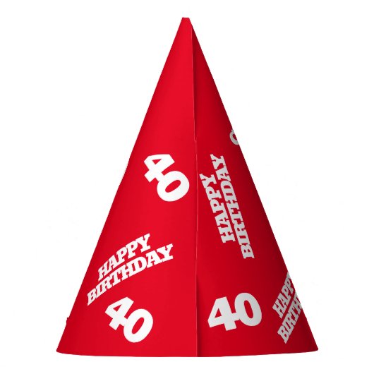 40歳の誕生日パーソナライズされた写真白い赤 パーティーハット (裏面)