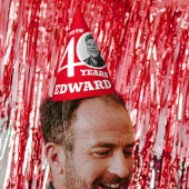 40歳の誕生日パーソナライズされた写真白い赤 パーティーハット