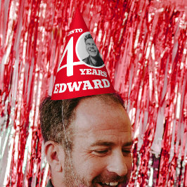 40歳の誕生日パーソナライズされた写真白い赤 パーティーハット