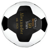 40歳の誕生日パーソナライズされた応援ビーズブラック金ゴールド サッカーボール (回転)