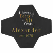 40歳の誕生日パーソナライズされた応援ビーズブラック金ゴールド サッカーボール (フラット)