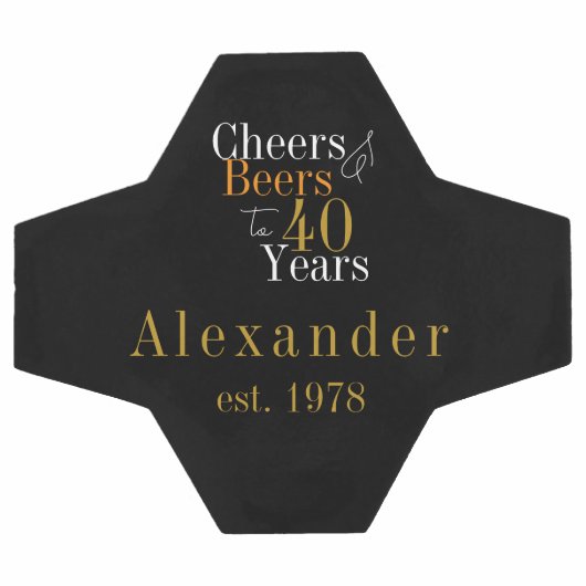 40歳の誕生日パーソナライズされた応援ビーズブラック金ゴールド サッカーボール (フラット)