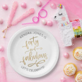 40歳の誕生日パーソナライズされた金ゴールドグリッター ペーパープレート (パーティー)